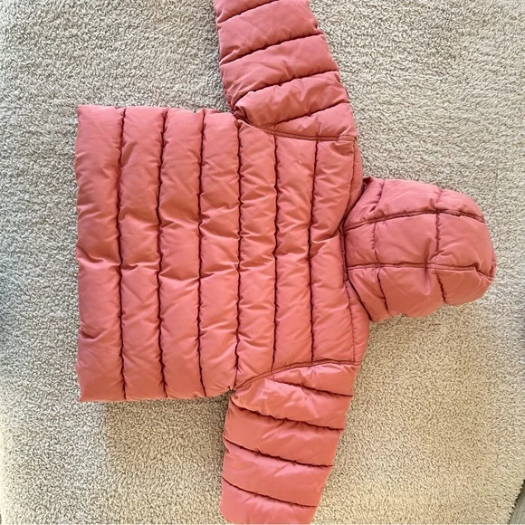 Petit Bateau Baby Girl Hooded Puffer Jacket Sz 12months Rosewood